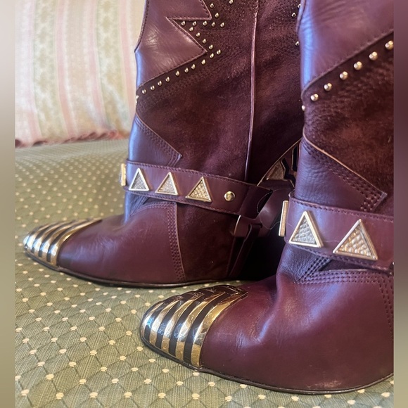 Ivy Kirzhner Leather Western Burgundy Leather Boots (Sz:7.5M) - Picture 10 of 12